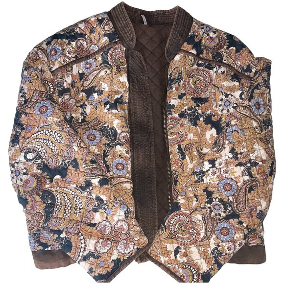 Free People Great Escape Cotton Printed Quilted Jacket in Brown - Picture 4 of 9